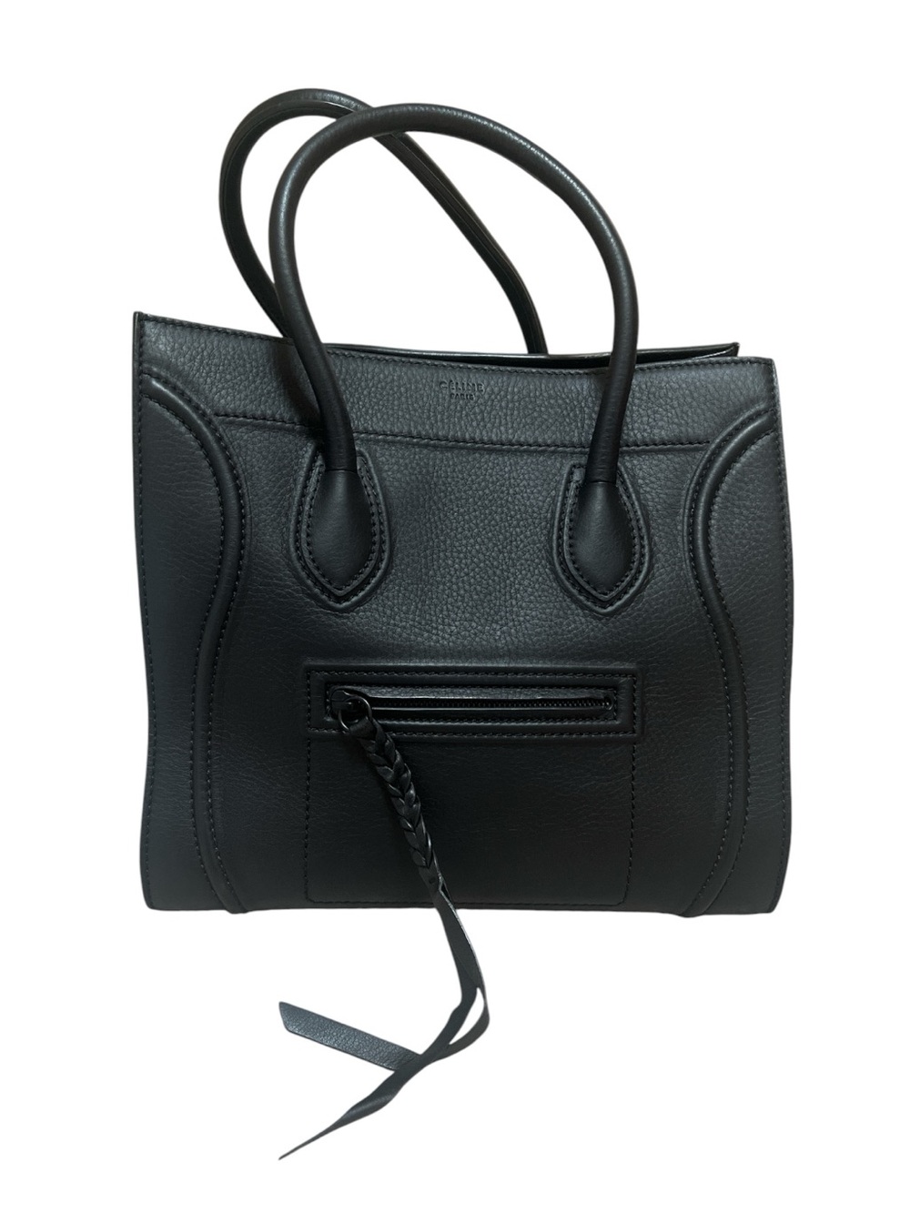Celine | Old Celine Medium Phantom Luggage Bag - Black Pebbled Leather